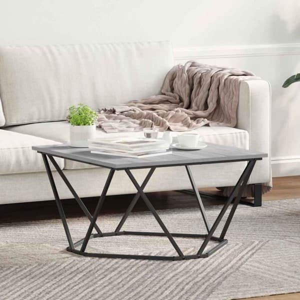 Modern soffbord - vidaXL - Grå Sonoma - Ingenjörsträ och stål - 80x80x45 cm - Modern stil - Lättskött Gris Sonoma