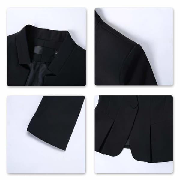 YYNUDA Damblazer svart elegant slim fit 1 knapp storlek XL - Kostymjacka polyesterfoder Svart XL