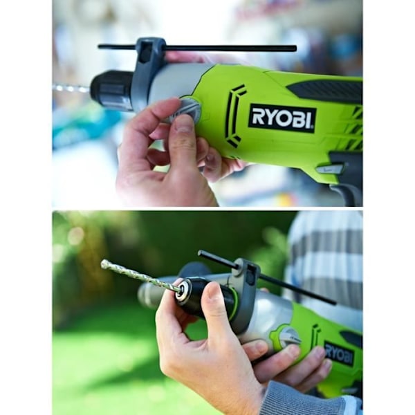 RYOBI - 1 200 W slagborr - 1 200-3 000 cp/min - 2 hastigheter - 13 mm metallchuck - LED - Levereras i kartong - RPD1200-K Grönt och svart