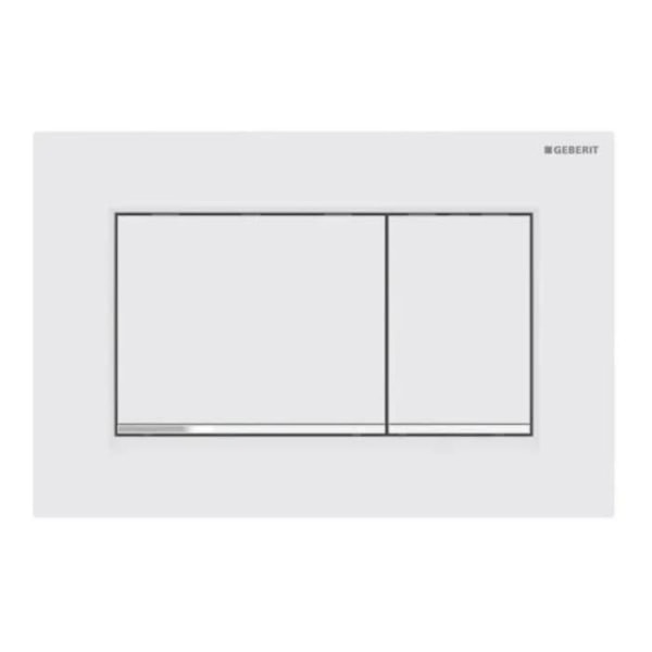 GEBERIT Sigma30 dubbel-touch kontrollplatta: matt vitlackerad, blank krom