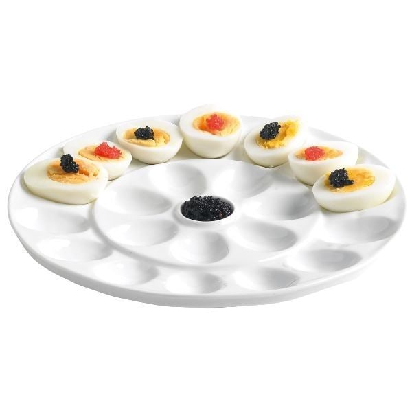 Äggtallrik - MYsig & TRENDIG - Diameter 26 cm - 21 avtryck - Vitt porslin Vit