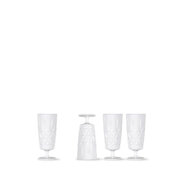Sagaform - 5018173 - Set med 4 vita picknickglas i akryl med en volym på 210 ml, 6 x 14 cm