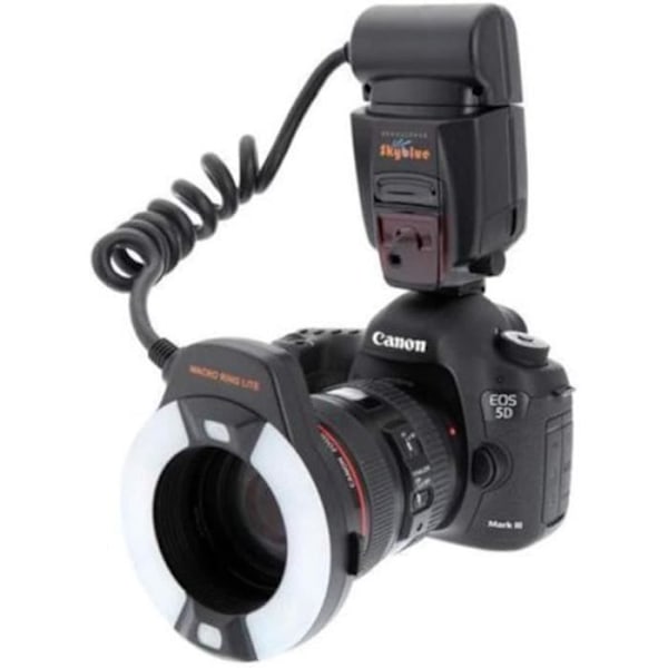 Flash Macro Meike MK-14EXT för Canon 5D II III 6D 7D 60D 70D 700D Reflex med 8 adaptrar