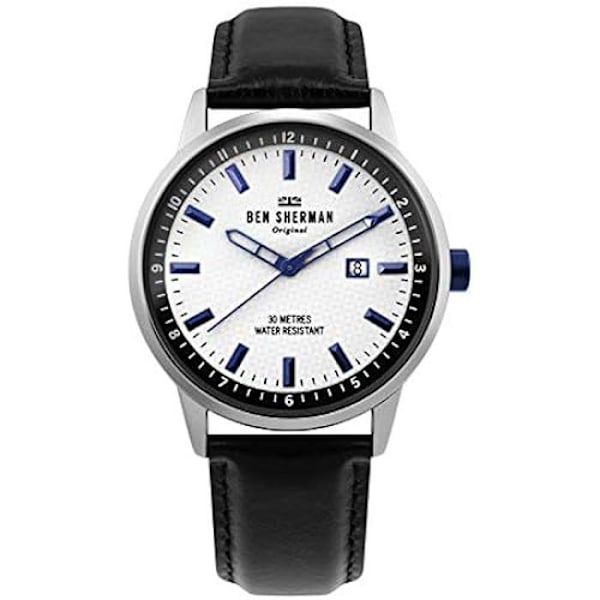 Klocka - BEN SHERMAN - WB030B - Svart läder - Bronsurtavla - Silverfodral Svart, brons, silver
