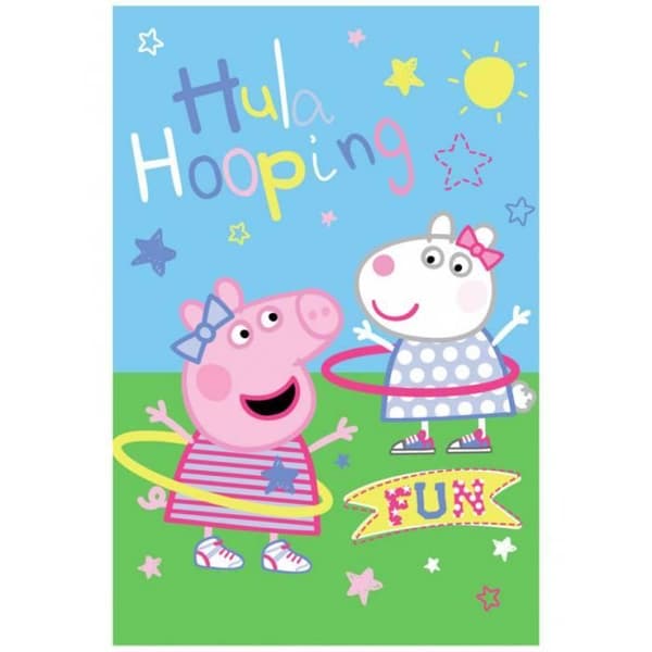 Fleecefilt - JERRY FABRICS - Peppa Pig - 100 x 150 cm - 100% Polyester - Maskintvättbar Blå grön