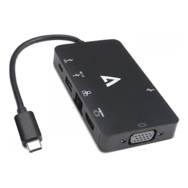 V7 - KABLAR USB C till USB 3.0 RJ45 HDMI VGA Adapter Svart