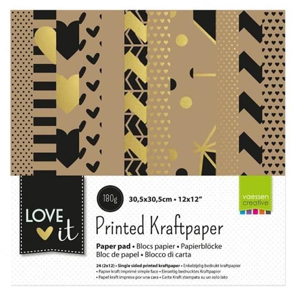 Kraftpappersdyna 'Love It' från Vaessen Creative (30x30 cm)