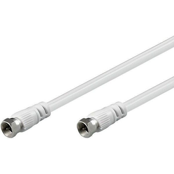 Tv-Sat koaxial satellitantennkabel F-kontakter Vit