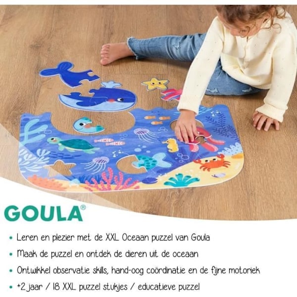 XXL Pussel - Ocean - GOULA - 4 element - 60 x 52 cm - För baby från 24 månader till 2 år Flerfärgad