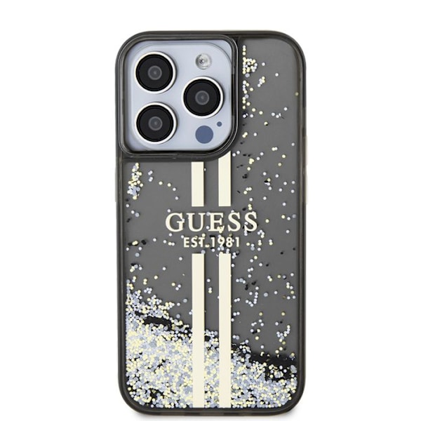 iPhone 15 Pro Max Fodral - Guess Liquid Glitter Gold Stripes (GUHCP15XLFCFCSEGK) - Svart