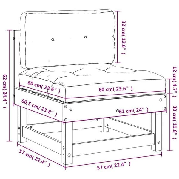 vidaXL centralsoffa med kuddar Impregnerad furu 825435