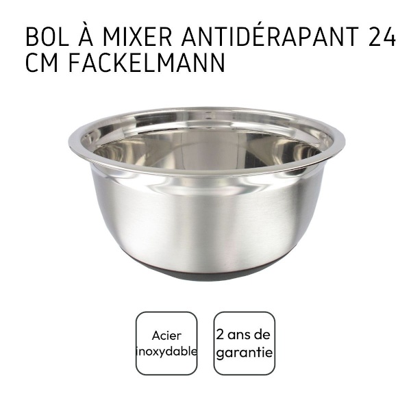 Skål för mixning i rostfritt stål 24 cm i diameter Fackelmann Basic Svart, rostfritt