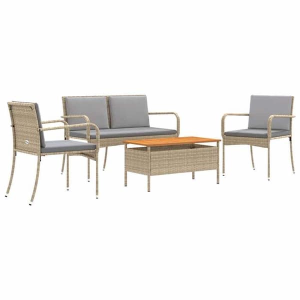 vidaXL Trädgårdsset Beige polyrotting 42025105