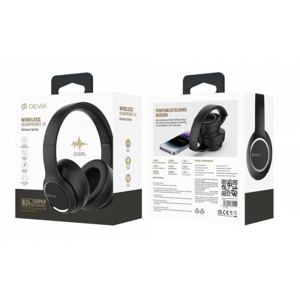Bluetooth-hörlurar - Devia - Kinton V2 - Trådlös - Svart - 24h Batteritid Svart