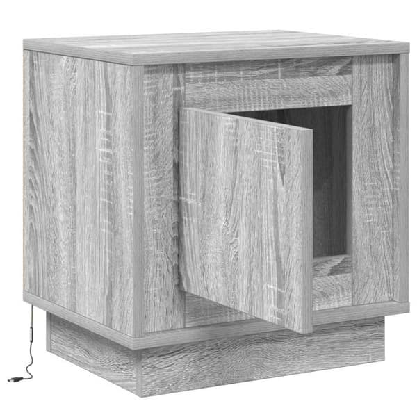 Sängbord - Grå Sonoma - 1 låda - LED - 44x34,5x45 cm Grå