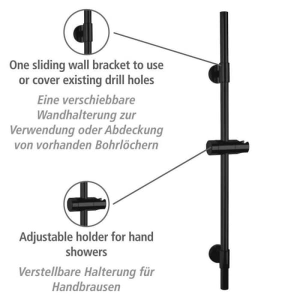 Duschstång - WENKO - Basic - Svart - Rostfritt stål - L 66 cm Svart
