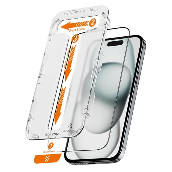 Härdat Glas - CRONG - EasyShield 2 - iPhone 16 / iPhone 15 - 2 bitar - Vit