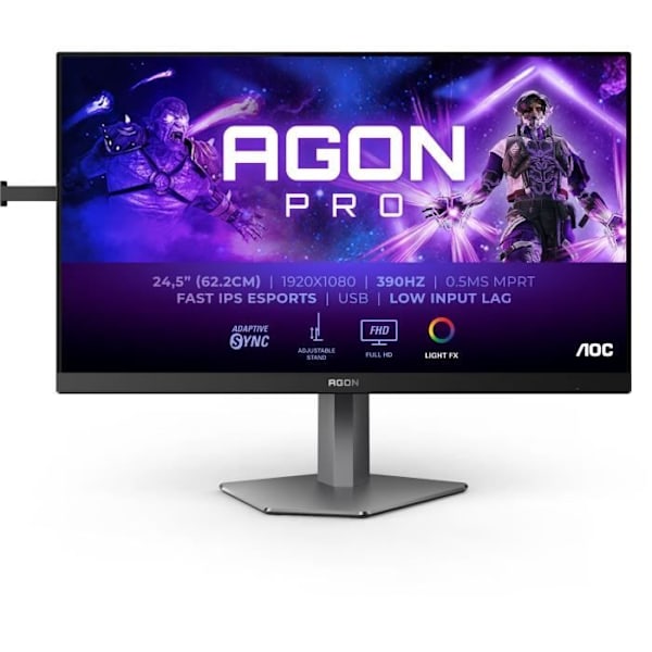 PC-skärm - AOC - AG256FS - 24,5" FHD - IPS-panel - 390Hz - 0,3ms - Justerbar i höjdled - 2 HDMI 1 DP - Adaptive Sync - Svart