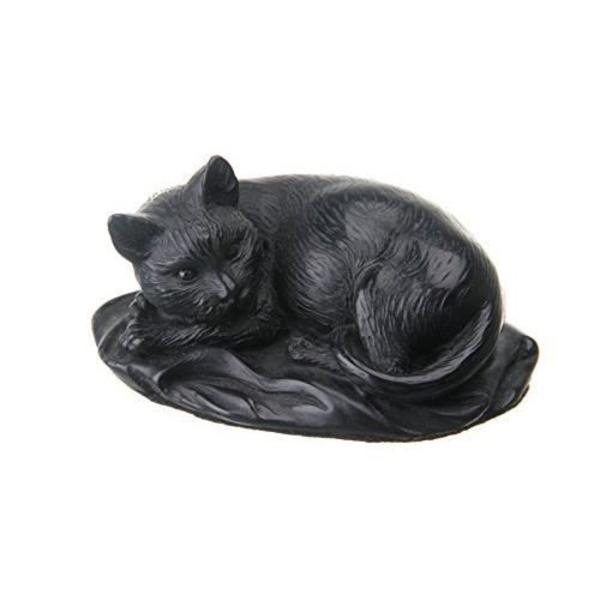 danila-souvenirs statyett - dekorativ figur i sten av svart katt som ligger 10 cm