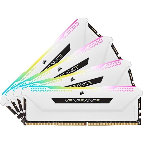 CORSAIR DDR4 PC-minne - VENGEANCE RGB PRO SL 32GB (4x8GB) - 3200Mhz - CAS 16 - Vit (CMH32GX4M4E3200C16W)