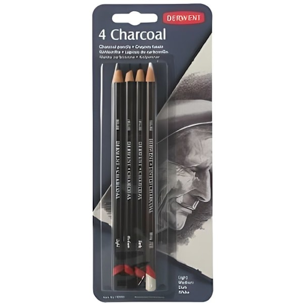 4 kolpennor DERWENT Charcoal