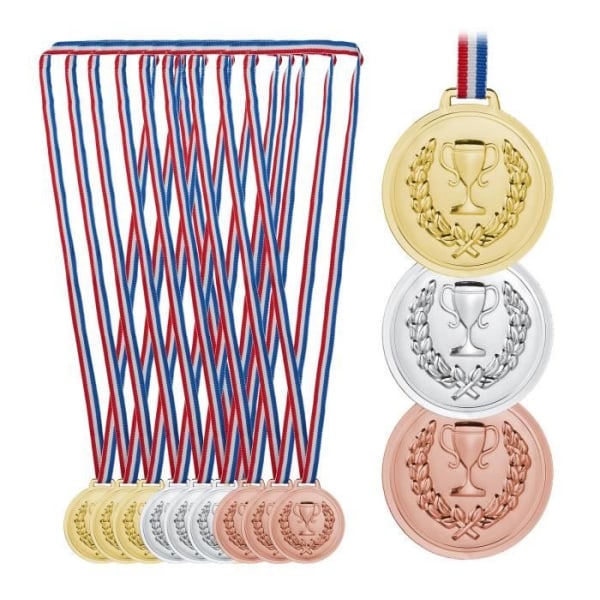 Set med 12 brons, silver, guldmedaljer - 10043526-0