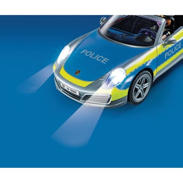 PLAYMOBIL 70066 Porsche 911 Carrera 4S Police, 2 poliser och tillbehör, Ljud och ljuseffekter, Från 4 år Flerfärgad