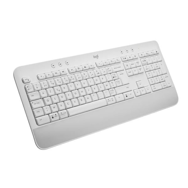 Logitech Signature K650-tangentbord, fullt ergonomiskt trådlöst tangentbord med handledsstöd - vit