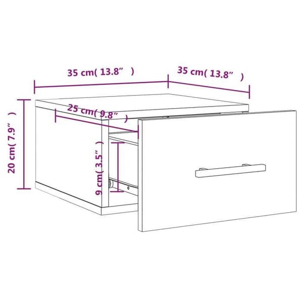 vidaXL Väggmonterat Sängbord Vit 35x35x20 cm 829868