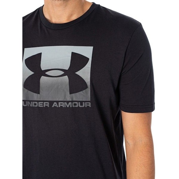 Under Armour Boxed Sportstyle SS Running T-shirt för män i svart Svart grå jag