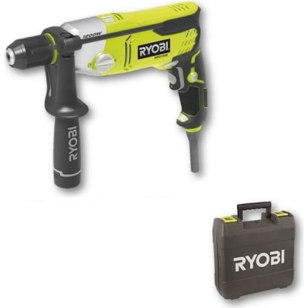 RYOBI - 1 200 W slagborr - 1 200-3 000 cp/min - 2 hastigheter - 13 mm metallchuck - LED - Levereras i kartong - RPD1200-K Grönt och svart