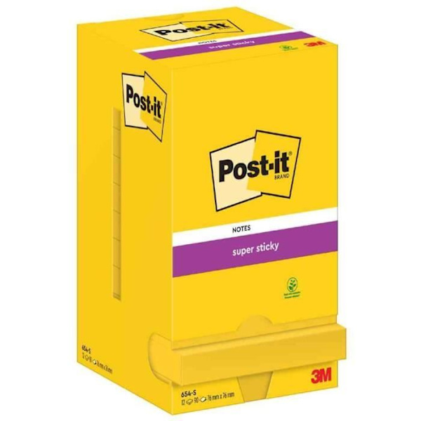 Super Sticky Notes självhäftande anteckningsblock - POST-IT - 76 x 76 mm - Narcissus gul - 90 ark / block Narcissus gul