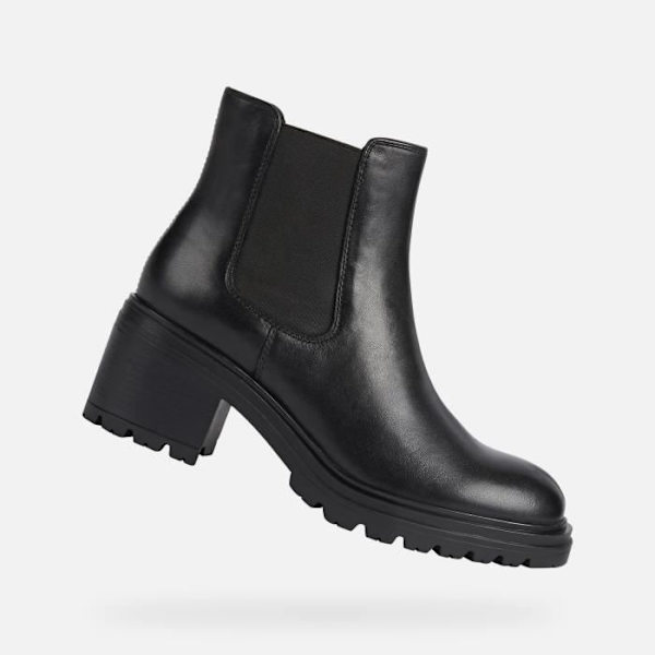 Geox D DAMIANA slip-on ankelboots för dam i svart läder - 6,5 cm klack SVART 40