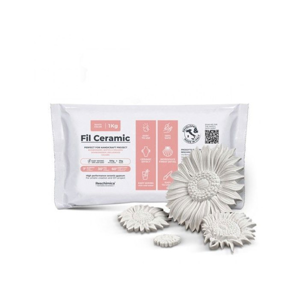 Keramisk gips - Giftfri - 1 kg - Färgbar - Lätt att använda - För formar Färgbar