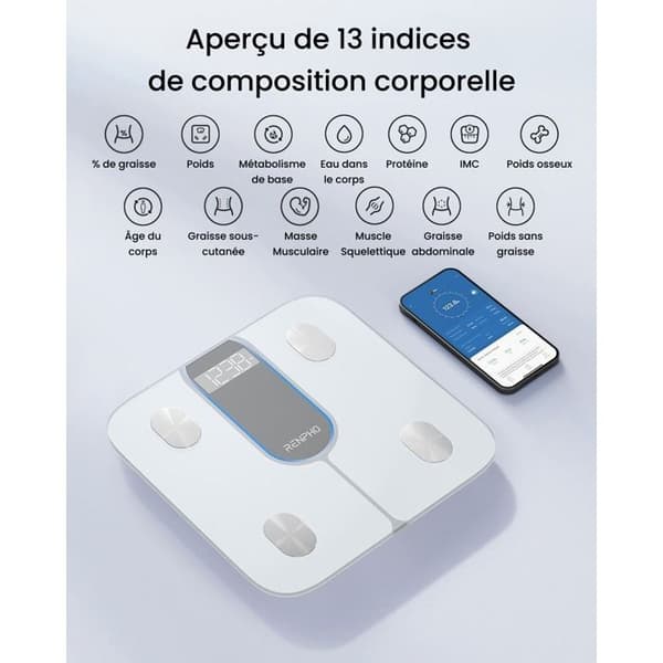 RENPHO - Ansluten balans Elis 1C - Bluetooth - Vit Vit