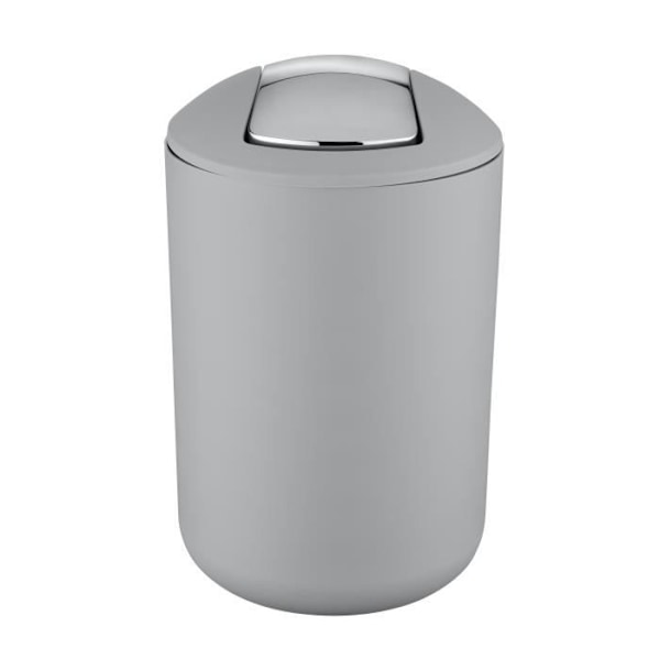 WENKO Liten papperskorg för badrum, Brasil L soptunna med svänglock, 6,5 L, plast, Ø 19,5x31 cm, grå