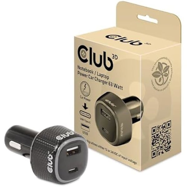 Bil-laddare - CLUB 3D - CAC-1922 - 12 V - 63 W - USB Typ C-skydd