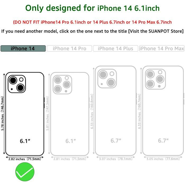 Skal - fodral - strumpa Suanpot - ZP iPhone 14 Plånboksfodral