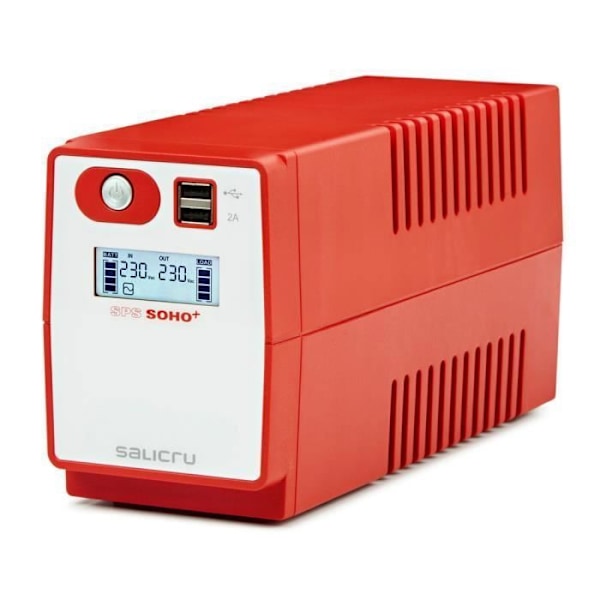 SALICRU SPS 500 SOHO + Line-interactive inverter 500VA 2xUSB LCD 3 IEC-uttag + 1 ADSL-skyddad Röd, Vit