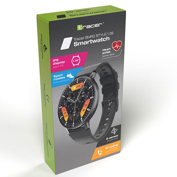 Smartwatch Tracer, Bluetooth 5.2BLE, IP67, 1.39'' IPS, SMR2-STYLE svart