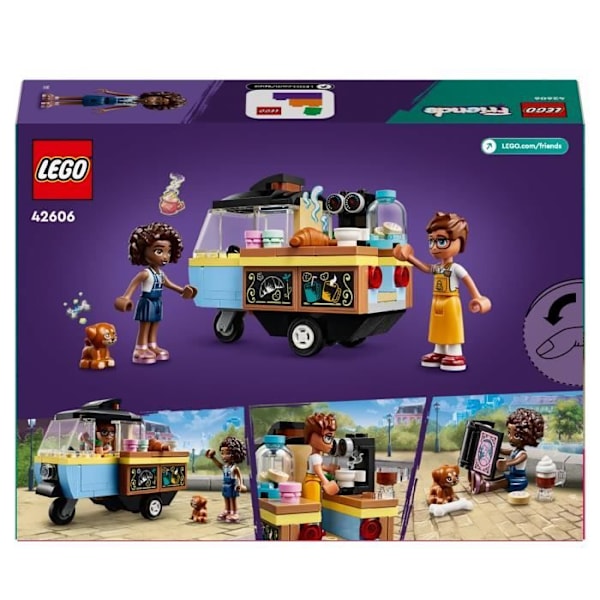 LEGO® 42606 Friends mobil konditorivagn, pedagogisk leksak med Aliya, Jules och Aira hundminifigurer Rosa