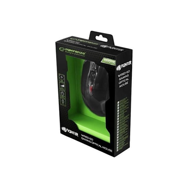 ESPERANZA MX205 FIGHTER Mouse - Optisk 2400 dpi - 6 knappar - USB-kabel - Röd
