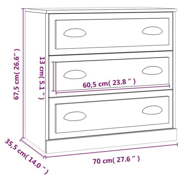 vidaXL Buffé ek rökt 70x35,5x67,5 cm ingenjörsträ 816229