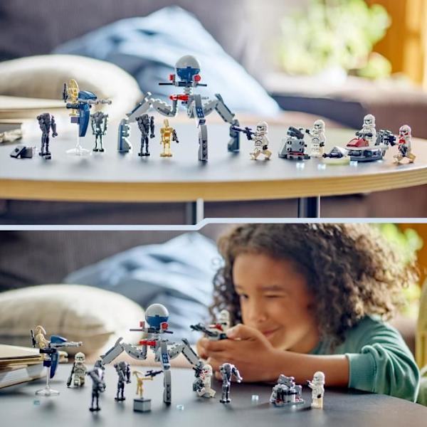 LEGO® 75372 Star Wars Clone Troopers and Battle Droids Battle Pack, Leksak med Speeder Bike och Minifigure Flerfärgad