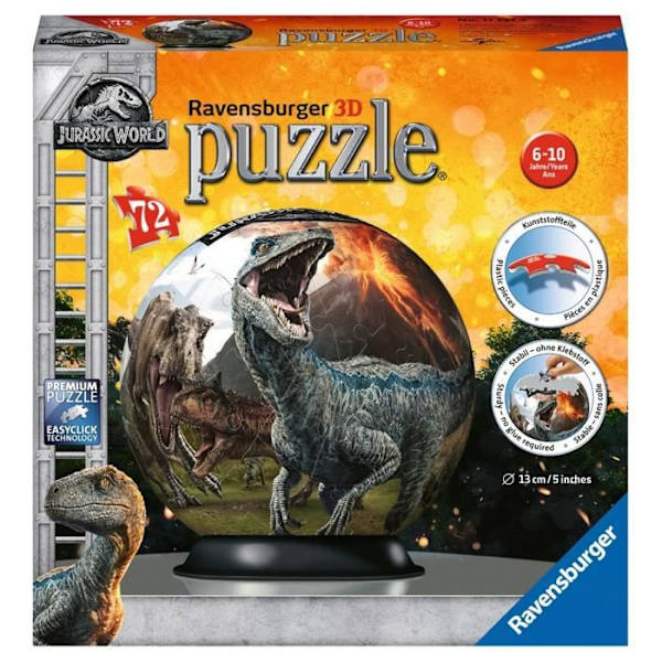 JURASSIC WORLD Pussel 3D Ball 72 bitar - Ravensburger - 3D barnpussel utan lim - Från 6 år Flerfärgad