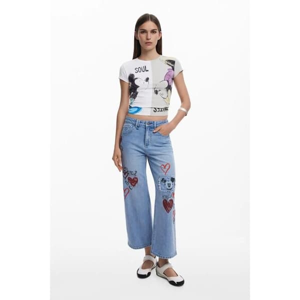 T-shirt dam Desigual Mickey - grå grå S