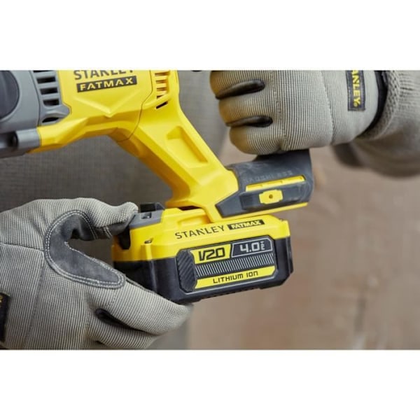 Stanley FatMax 18V SDS Plus Borstlös borrmaskin - 2 Joule - 2 4,0 Ah batterier - 3 arbetslägen Gul