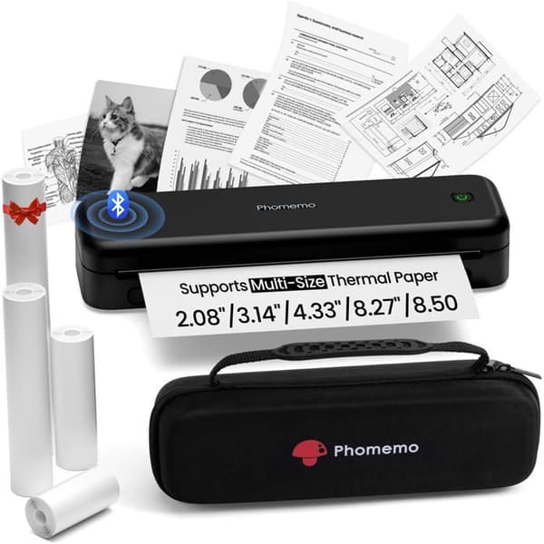 Phomemo M834 A4 termisk skrivare, utan bläck, Bluetooth, väska och 4 rullar