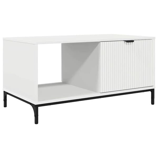 Modern soffbord - vidaXL - Vit - 90x49x46 cm - Ingenjörsträ - Rektangulär - 1 låda - 1 hylla Vit