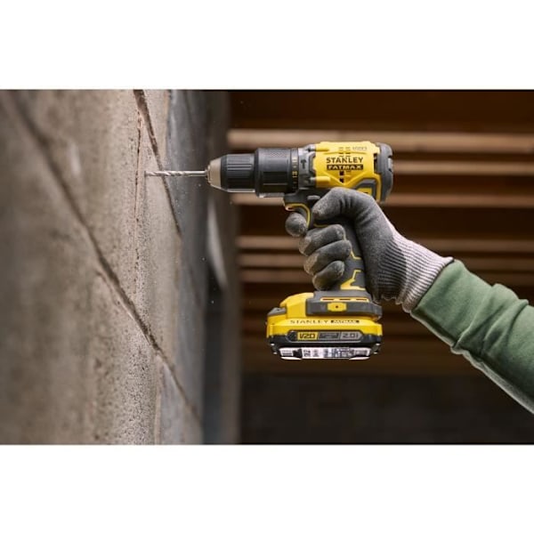 Borstlös slagborrskruvdragare 60 Nm - Litium 18V - 2 batterier 2Ah - STANLEY FATMAX V20 - SFMCD715D2K-QW Gul